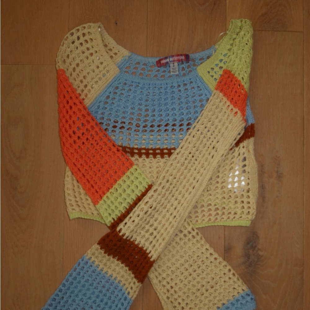 Urban Outfitters One of a Kind Multi-Colored Crochet Knit Long Sleeve Top